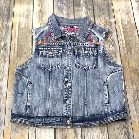 Rock Roll Cowgirl Jean Jacket Vest 